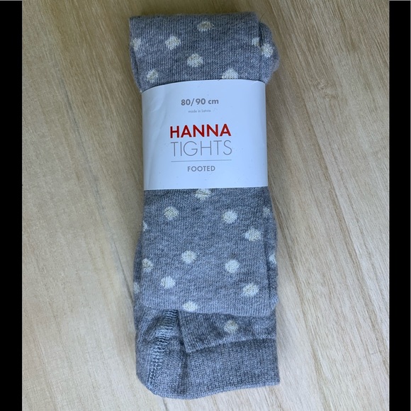 Hanna Andersson Other - HANNA ANDERSSON TIGHTS GRAY POLKADOT GOLD WHITE METALLIC FOOTED LEGGINGS PANTS 2